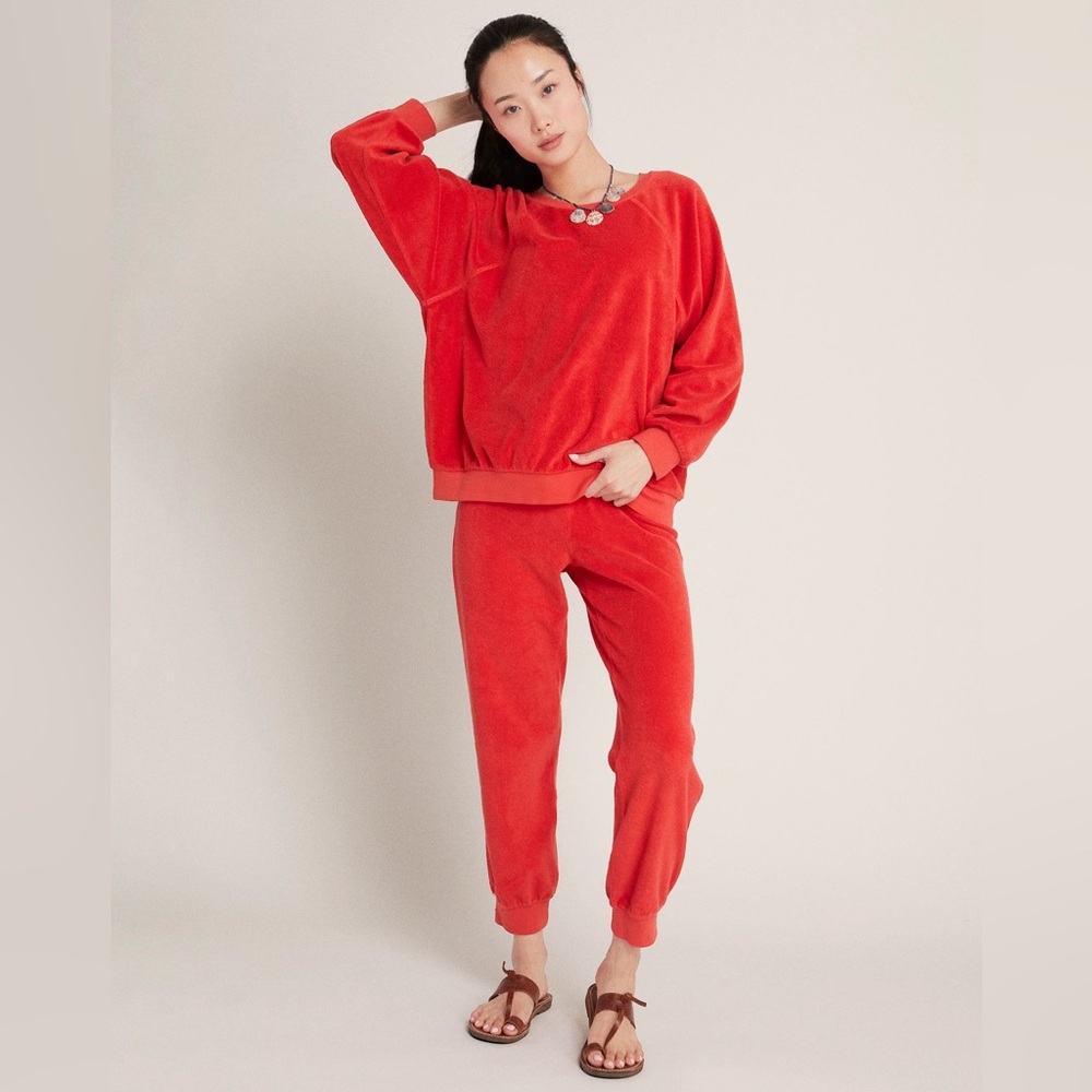 Suzie Kondi beach terry 💯 soft stretch organic cotton high waist track pants